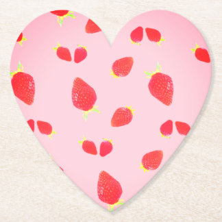 Strawberry Photo Heart-Shaped Coaster