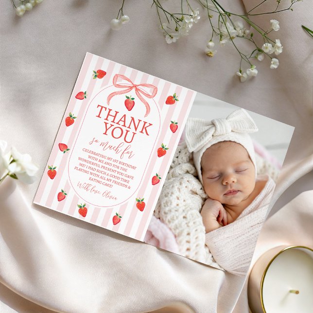 Strawberry Photo Thank You Card (Creator Uploaded)