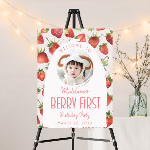 Strawberry Photo Welcome Berry First Birthday   Foam Board