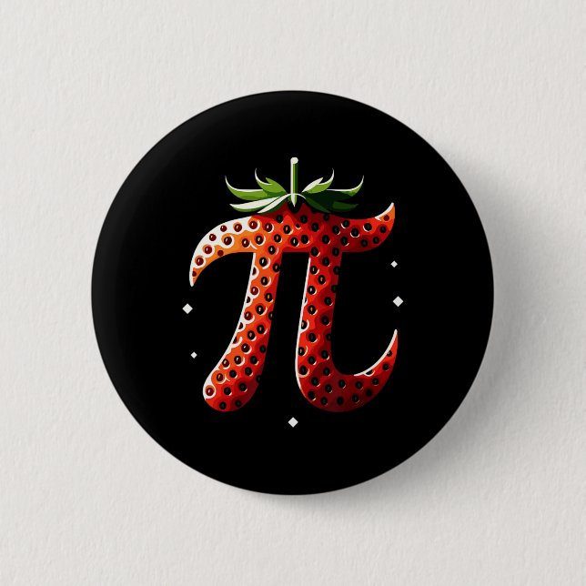 Strawberry Pi Day Funny Math Teacher Student 3.14  Button (Front)