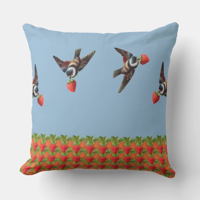 Strawberry Pickers Outdoor Pillow (Front)