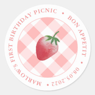 Strawberry Picnic Party Thank You Or Welcome  Classic Round Sticker