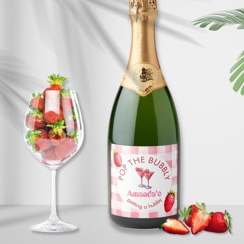 Strawberry Picnic Pop The Bubbly Bride_be_be Party Sparkling Wine Label