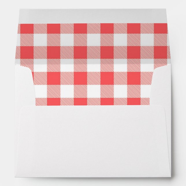 Strawberry Picnic red white checkered Envelope (Back (Bottom))