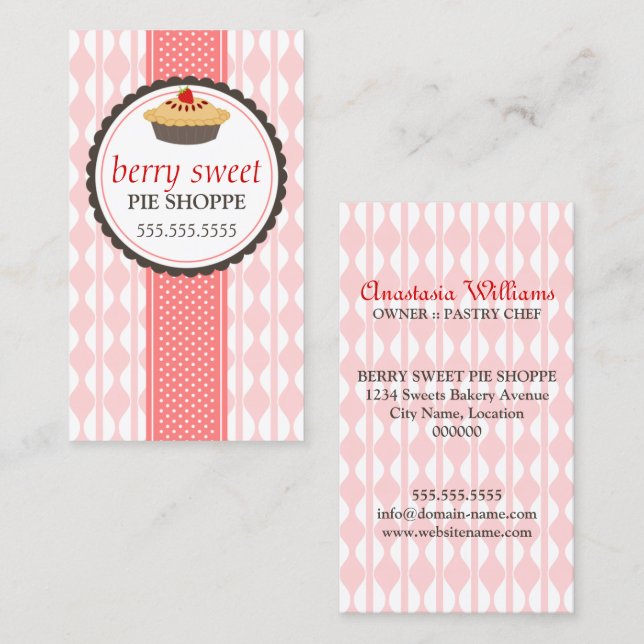 Strawberry Pie Bakery Business Card (Front/Back)