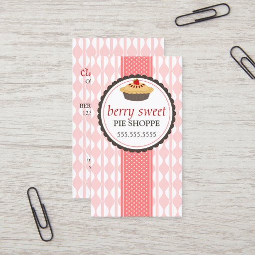 Customizable Strawberry Pie Bakery Business Cards
