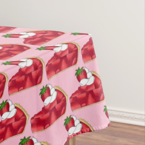 Strawberry Pie Slice Whipped Cream No Bake Dessert Tablecloth