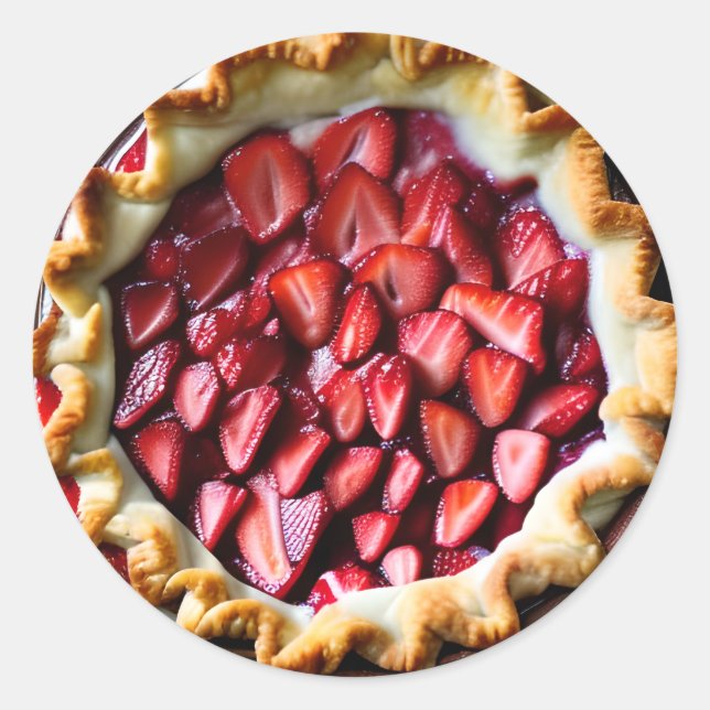 Strawberry Pie with Crust Classic Round Sticker (Front)