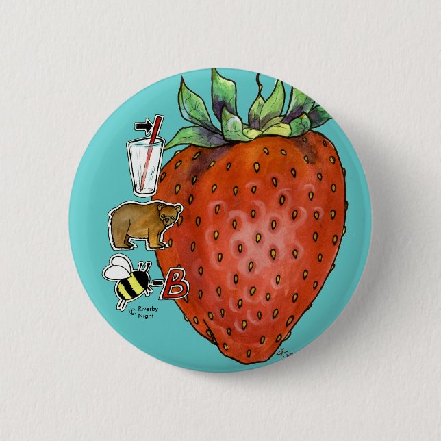 Strawberry Pinback Button (Front)