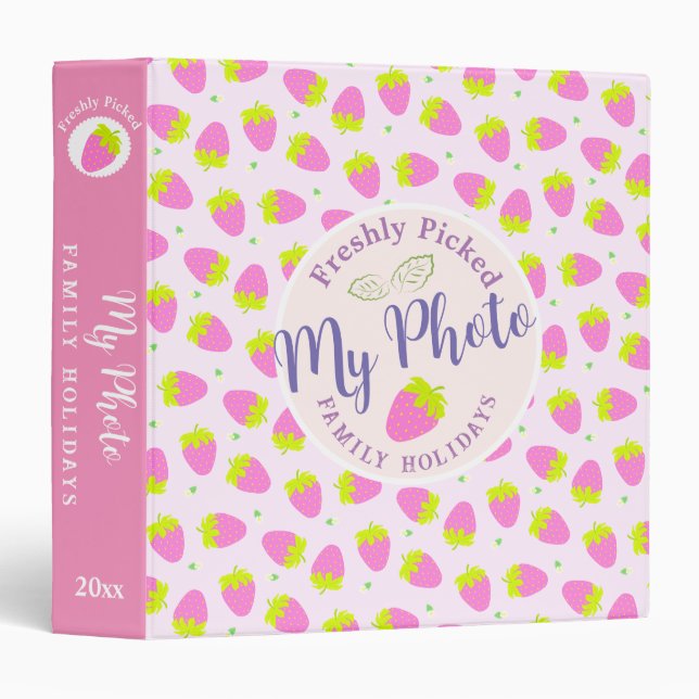 Strawberry Pink 3 Ring Binder (Front/Spine)