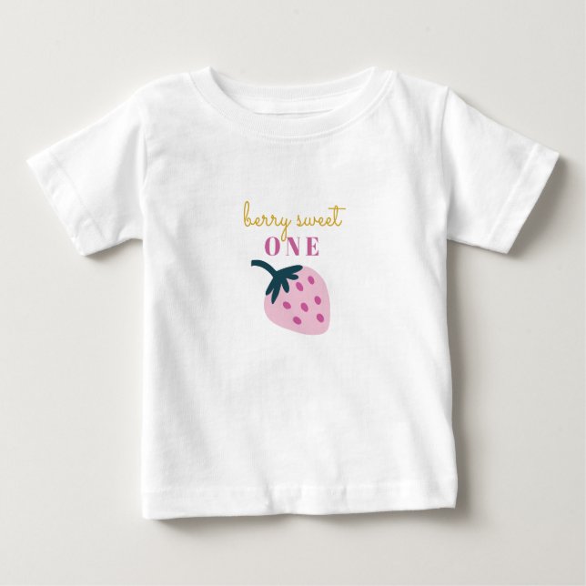 Strawberry pink baby first birthday T-Shirt (Front)