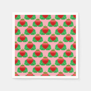 Strawberry - pink background napkins