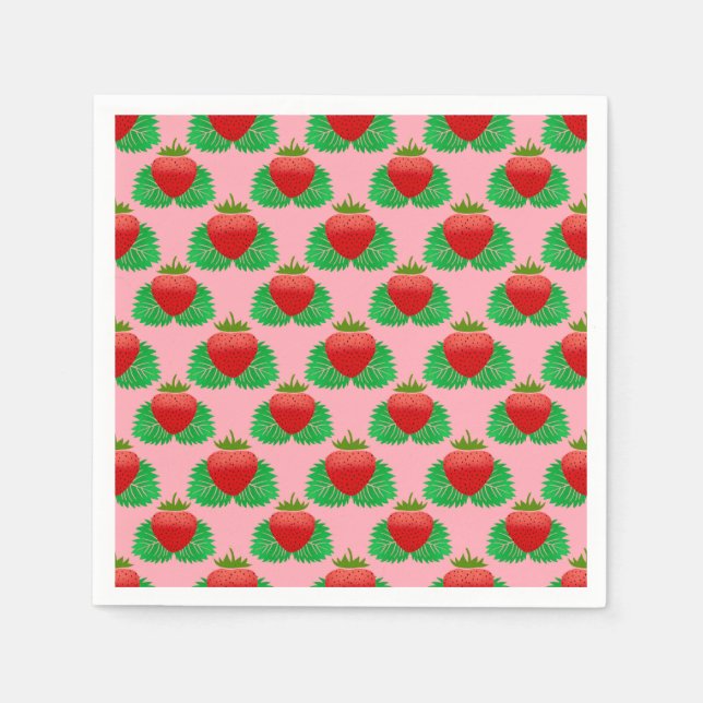 Strawberry - pink background napkins (Front)
