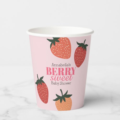 Strawberry Pink Berry Sweet Baby Shower Paper Cups