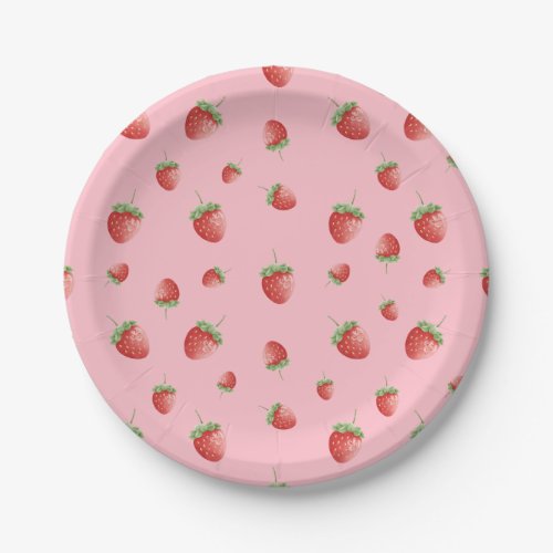 Strawberry Pink Birthday Paper Plates