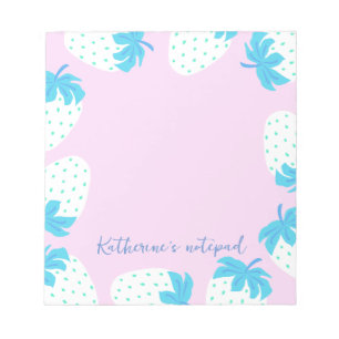 Strawberry Pink Blue Notepad