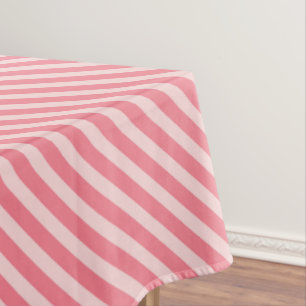 Strawberry pink candy diagonal stripes pattern tablecloth