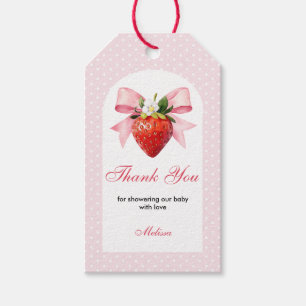 Strawberry Pink Coquette Baby Shower Thank You Gift Tags