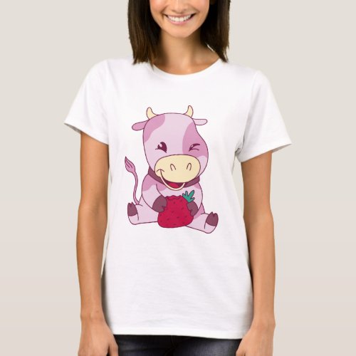 Strawberry Pink Cow Milk   T_Shirt