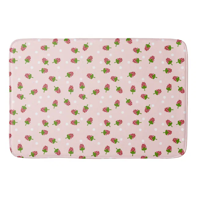 Strawberry Pink Cute Kawaii Girly Soft Pastel Bath Mat | Zazzle