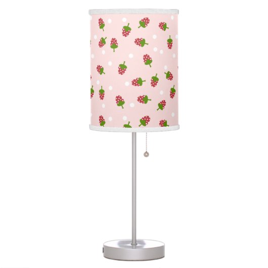Strawberry Pink Cute Kawaii Girly Soft Pastel Table Lamp (Left)
