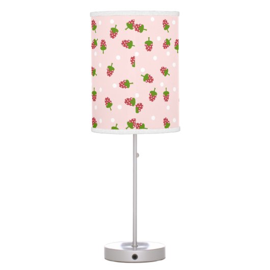Strawberry Pink Cute Kawaii Girly Soft Pastel Table Lamp (Back)