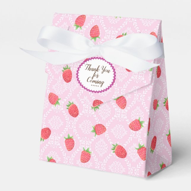 Strawberry Pink Favor Box (Front Side)