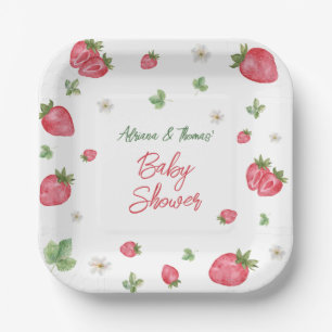 Strawberry Pink Floral Baby Shower  Paper Plates
