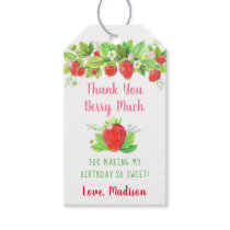 Strawberry Pink Floral Birthday Gift Tags