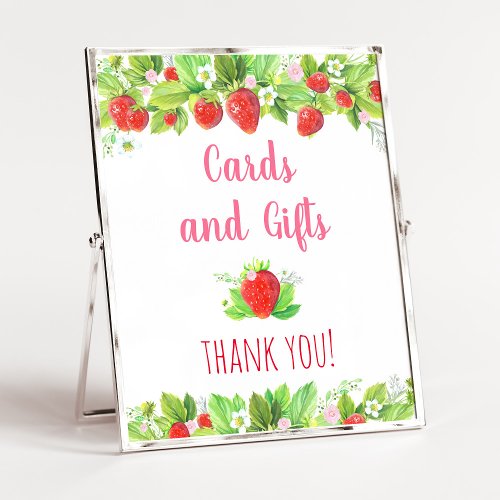 Strawberry Pink Floral Birthday Gifts Sign
