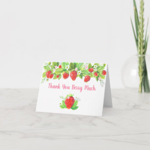 Strawberry Pink Floral Birthday Letterpress Thank You Card