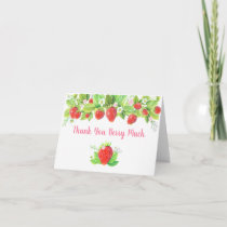 Strawberry Pink Floral Birthday Thank You Card