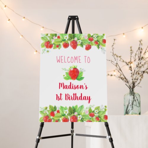 Strawberry Pink Floral Birthday Welcome Foam Board