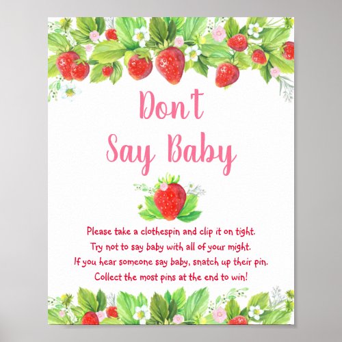 Strawberry Pink Floral Dont Say Baby Game Poster