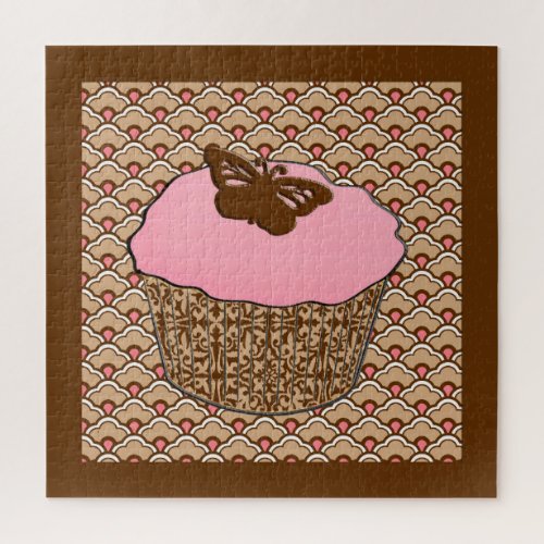 Strawberry Pink Frosted Cupcake Jigsaw Puzzle