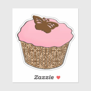 Strawberry Pink Frosted Cupcake Sticker