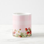 Strawberry pink gingham baby shower coffee mug<br><div class="desc">Strawberry pink gingham baby shower Coffee Mug
Matching items available.</div>