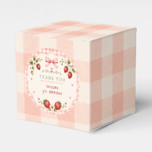Strawberry Pink Gingham Birthday Favor Boxes