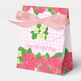Strawberry Pink Gingham Favor Boxes