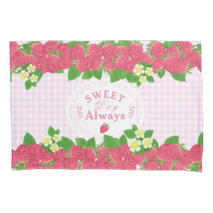 Strawberry Pink Gingham Pillow Case