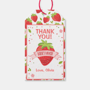 Strawberry Pink Girl Birthday Thank You Favor Gift Tags