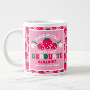 Strawberry Pink Graduation Giant Coffee Mug
