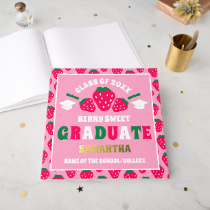 Strawberry Pink Graduation Party Foil Guest Book