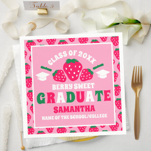 Strawberry Pink Graduation Party Napkins