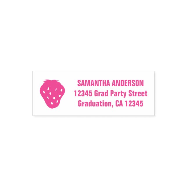 Strawberry Pink Graduation Return Address  Self-inking Stamp (Design)