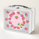 Green White Gingham Plaid Checkered Pattern Metal Lunch Box