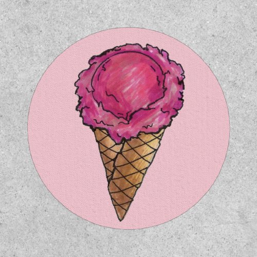 Strawberry Pink Ice Cream Scoop Waffle Cone Foodie Patch