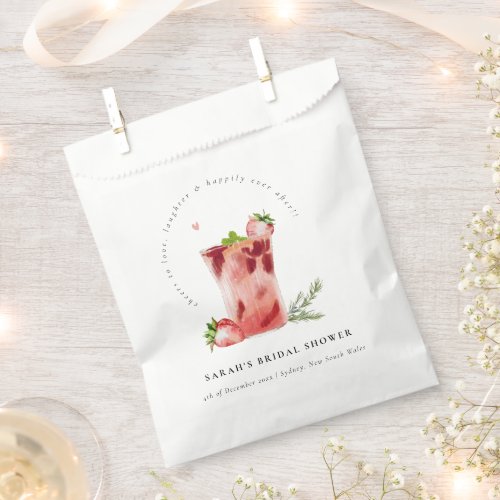 Strawberry Pink Margarita Cocktail Bridal Shower Favor Bag