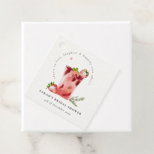 Strawberry Pink Margarita Cocktail Bridal Shower Favor Tags