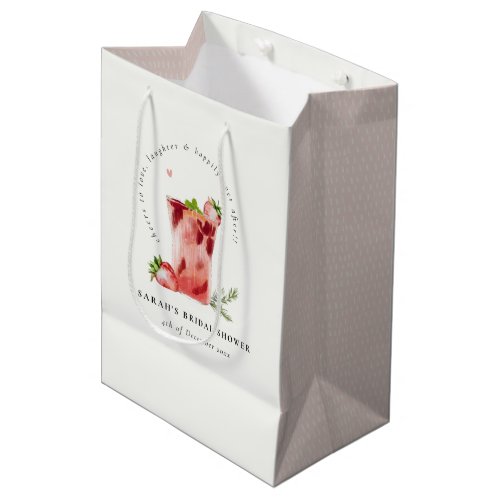 Strawberry Pink Margarita Cocktail Bridal Shower Medium Gift Bag